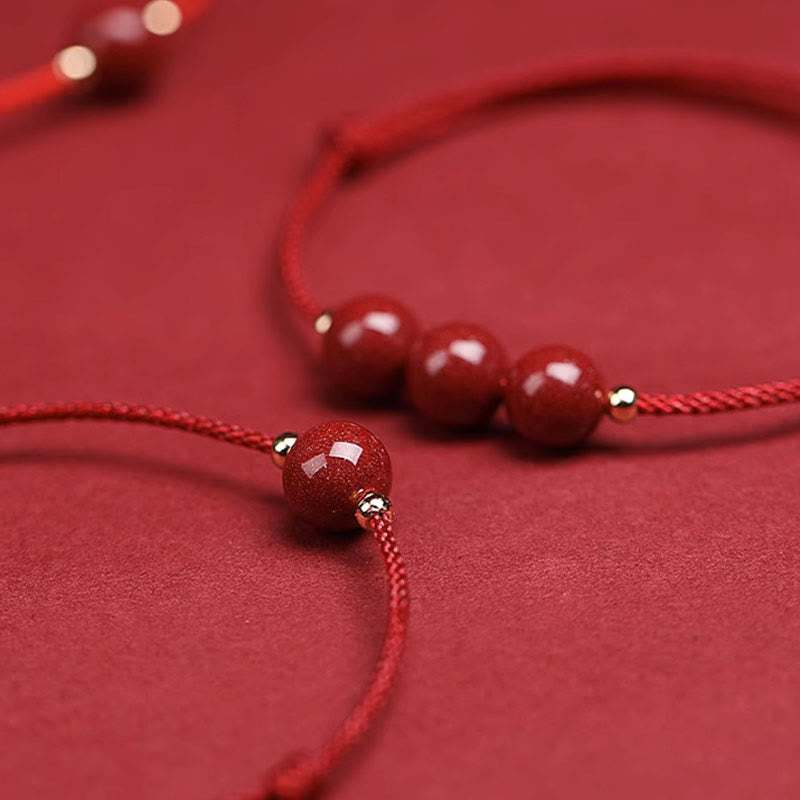 Buddha Stones Natural Lucky Cinnabar Bead Blessing String Bracelet Anklet - image 22