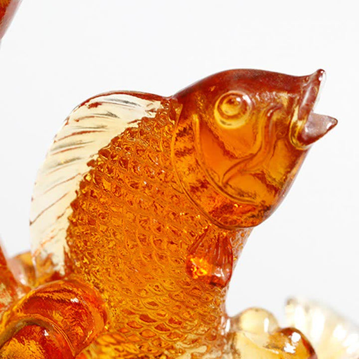 Buddha Stones Feng Shui Dragon Koi Fish Handmade Liuli Crystal Art Piece Home Office Decoration - image 7