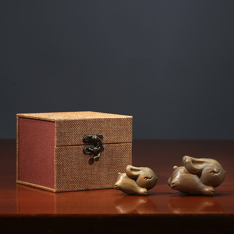 Buddha Stones Green Sandalwood Small Mini Cute Rabbit Bunny Peace Decorations - image 19