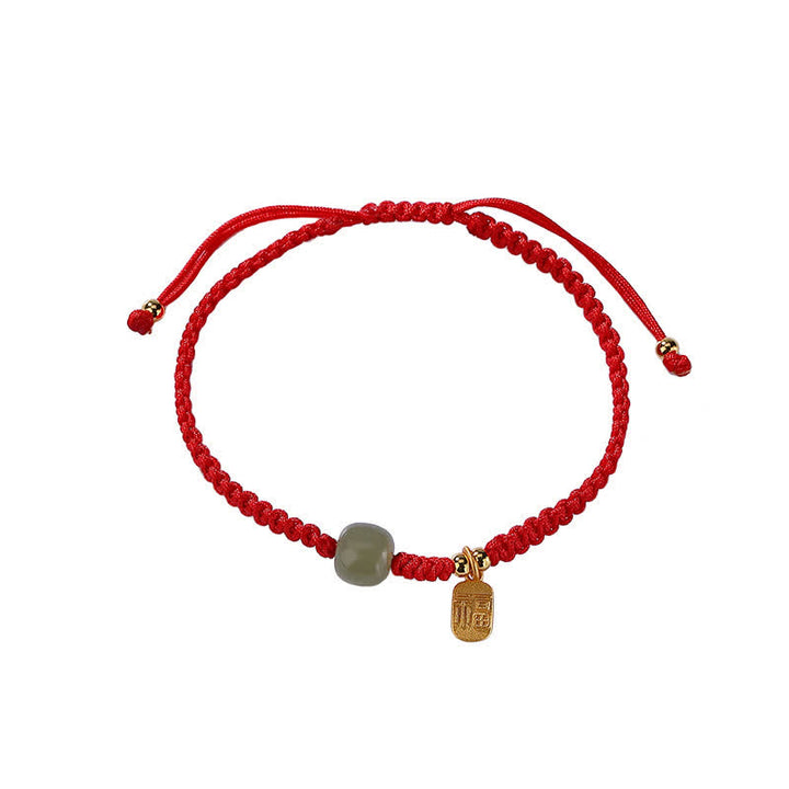 Buddha Stones 925 Sterling Silver Hetian Jade Blessing Wealth Red String Bracelet - image 7