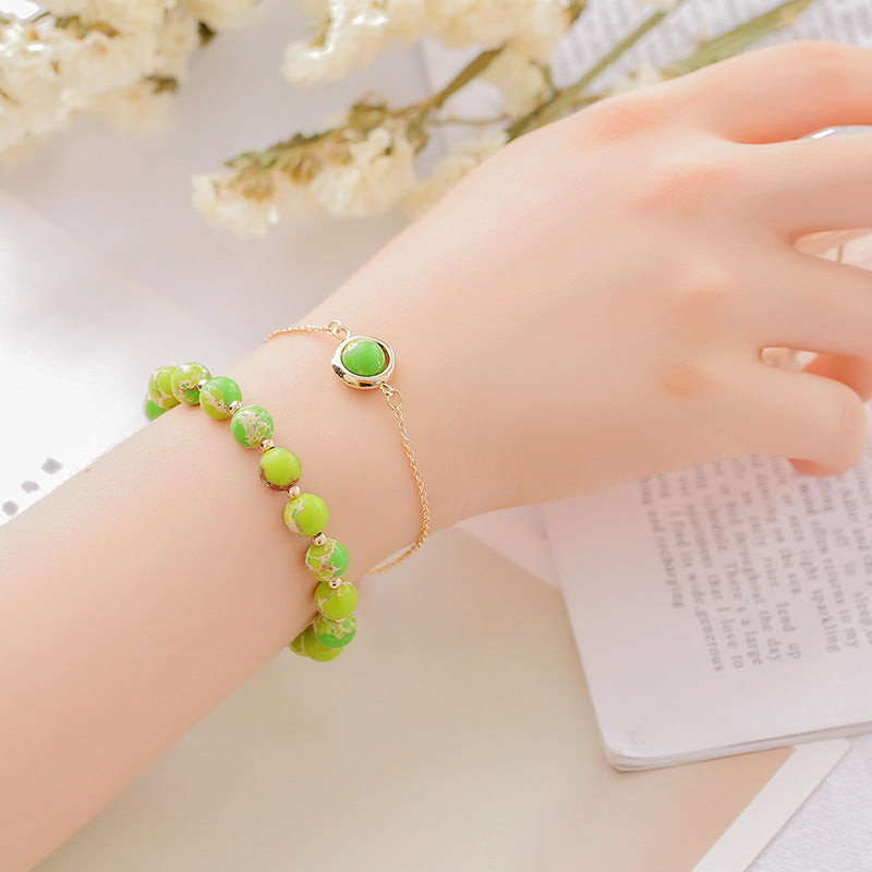 Buddha Stones Sun Stone Strawberry Quartz Crystal Positive Bracelet - Green Emperor Stone - image 13