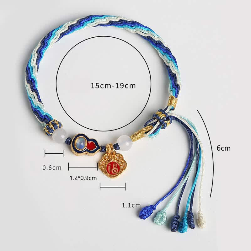 Buddha Stones 925 Sterling Silver Handmade Gourd Blessing String Reincarnation Knot Bracelet - image 10