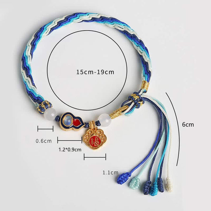 Buddha Stones 925 Sterling Silver Handmade Gourd Blessing String Reincarnation Knot Bracelet - image 10