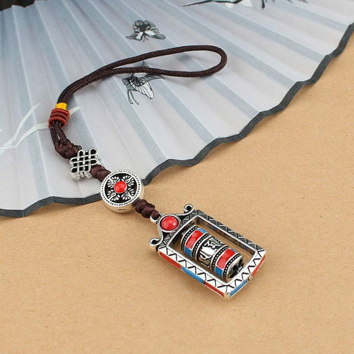 Buddha Stones Six True Words Prayer Wheel Rotation Knot Blessing Keychain Decoration - image 6