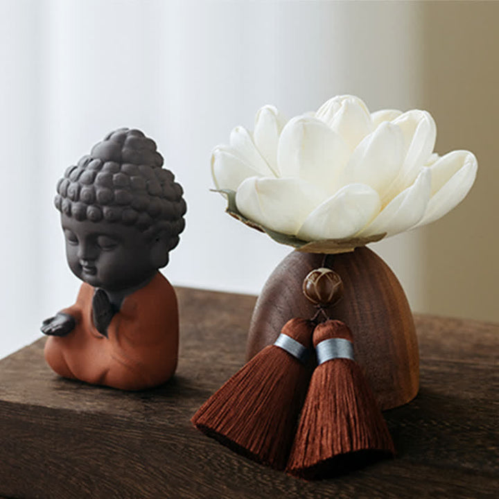 Black Peach Wood Buddha Flower Calm Cure Decorations - image 2