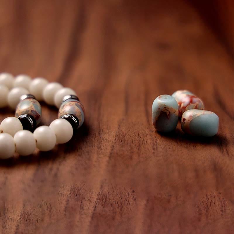 Buddha Stones Tibet 108 Mala Beads Bodhi Seed Bagua Vajra Dzi Bead Gray Agate Wealth Bracelet - image 6