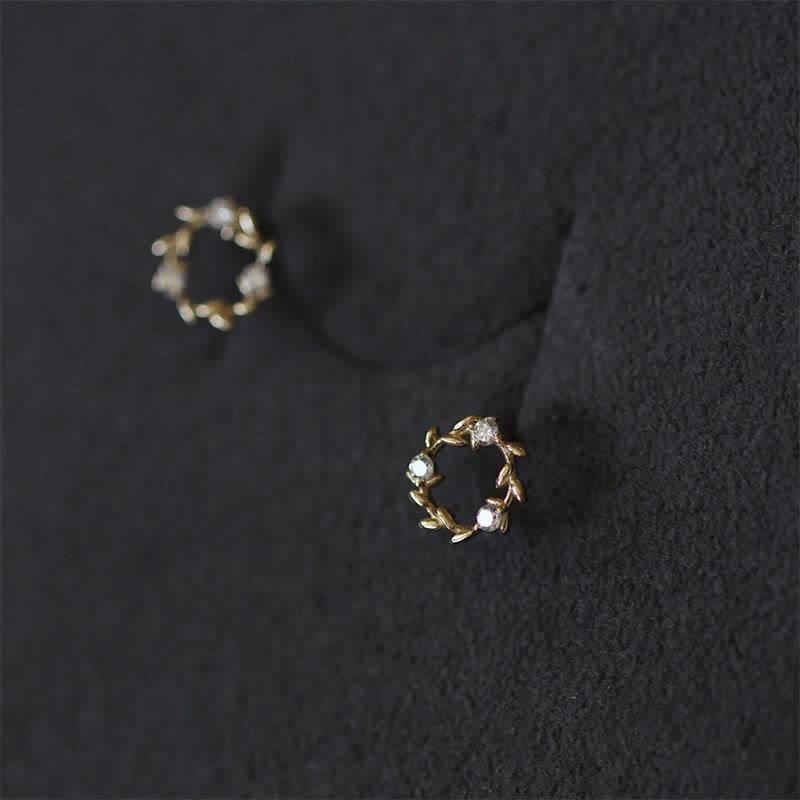 Buddha Stones 925 Sterling Silver Posts Copper Metal Tiny Wreath Stud Blessing Flower Earrings - image 8