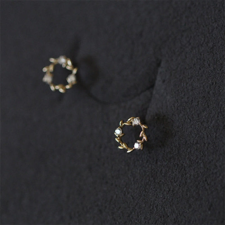 Buddha Stones 925 Sterling Silver Posts Copper Metal Tiny Wreath Stud Blessing Flower Earrings - image 8