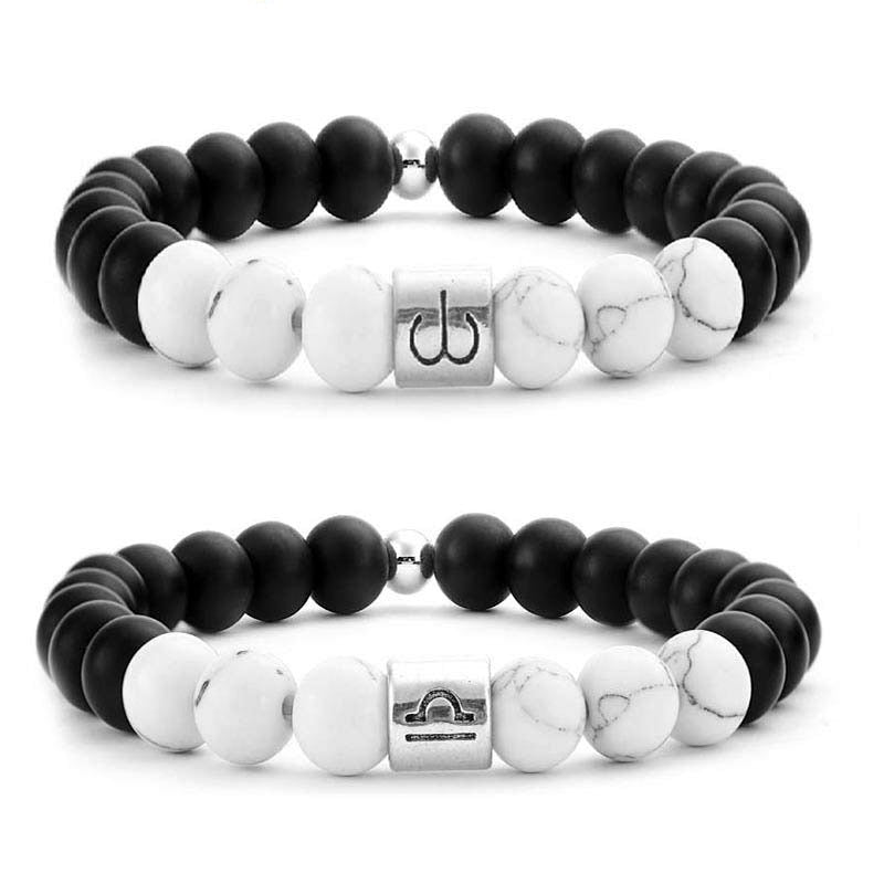 Buddha Stones 12 Constellations of the Zodiac Natural Frosted Stone White Turquoise Bead Fortune Bracelet - image 2