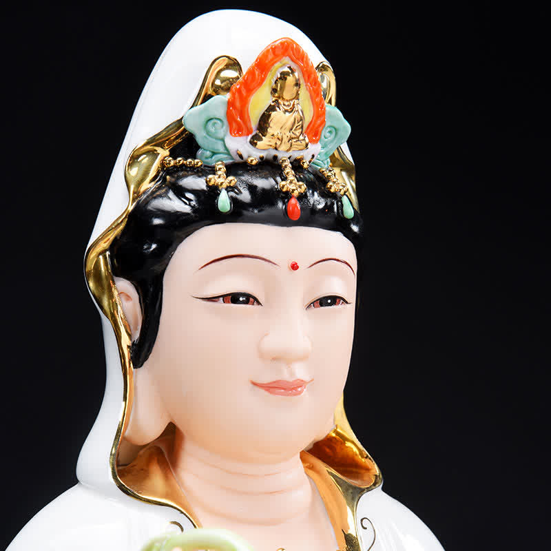 Buddha Stones Chenrezig Bodhisattva Avalokitesvara Success Ceramic Statue Home Decoration - image 7