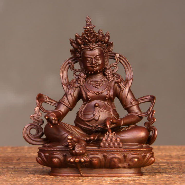 Buddha Stones Yellow Jambhala Bodhisattva Figurine Compassion Copper Statue Home Office Decoration - 10cm*6cm*12cm - image 8