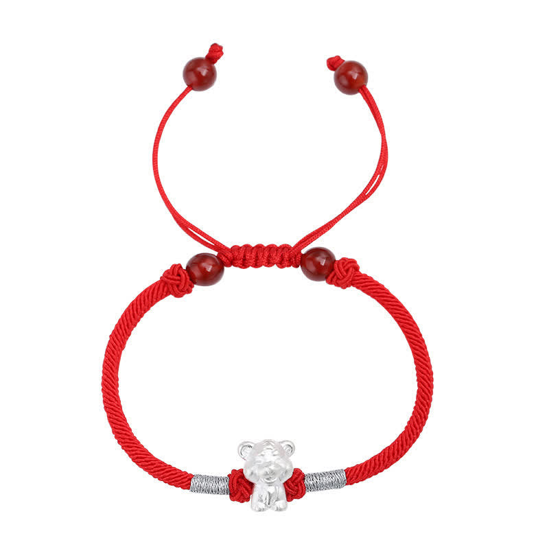 Buddha Stones 999 Sterling Silver Chinese Zodiac Luck Strength Red String Bracelet - image 19