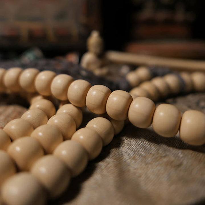 Buddha Stones 108 Mala Beads Abelia Biflora Wood Warding Off Evil Spirits Wrist Mala - image 5