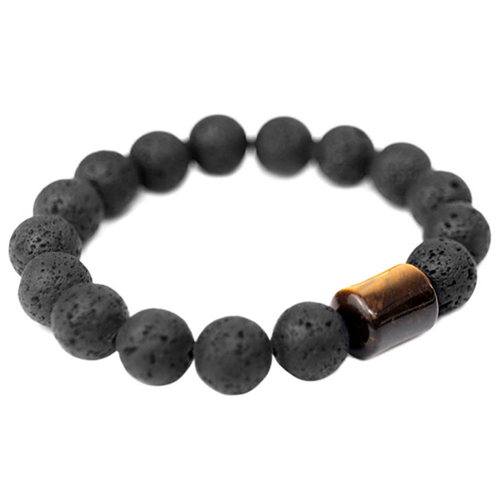 Buddha Stones Lava Rock Ebony Wood Tiger Eye Support Healing Bracelet - image 8