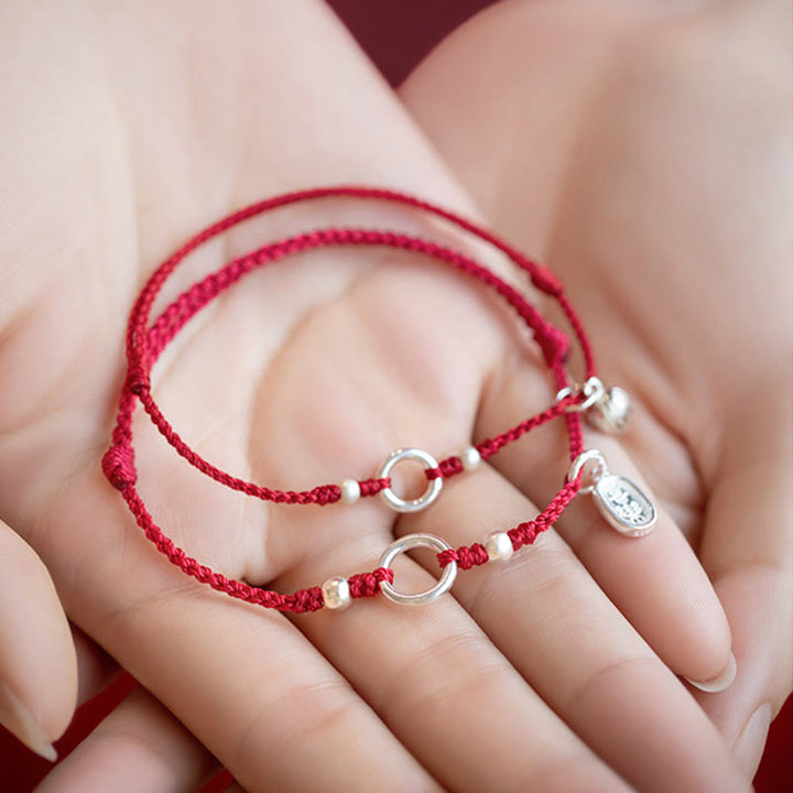 Buddha Stones 925 Sterling Silver Lucky Fortune Peace Joy Lotus Peace Buckle Red String Bracelet - image 19