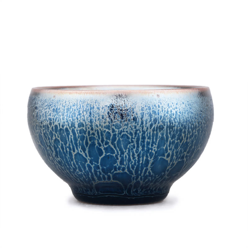 Buddha Stones Handmade Jellyfish Dragon Scale Pattern Chinese Jianzhan Ceramic Teacup Tenmoku Kung Fu Tea Cup - image 5
