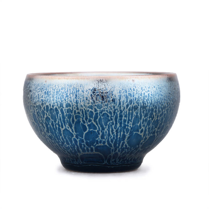 Buddha Stones Handmade Jellyfish Dragon Scale Pattern Chinese Jianzhan Ceramic Teacup Tenmoku Kung Fu Tea Cup - image 5