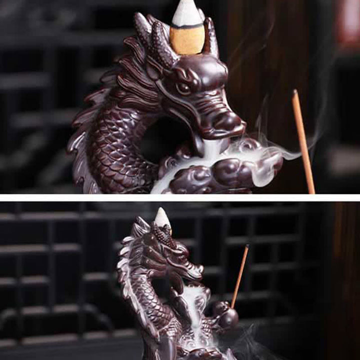 Dragon Lotus Pattern Strength Protection Ceramic Incense Burner Decoration - image 8
