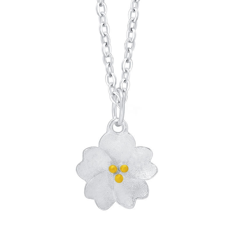 Buddha Stones 925 Sterling Silver Cherry Blossom Flower Blessing Necklace Pendant - image 10