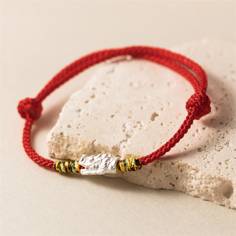 Buddha Stones 925 Sterling Silver Year of the Dragon Luck Strength Red Rope Bracelet - image 3