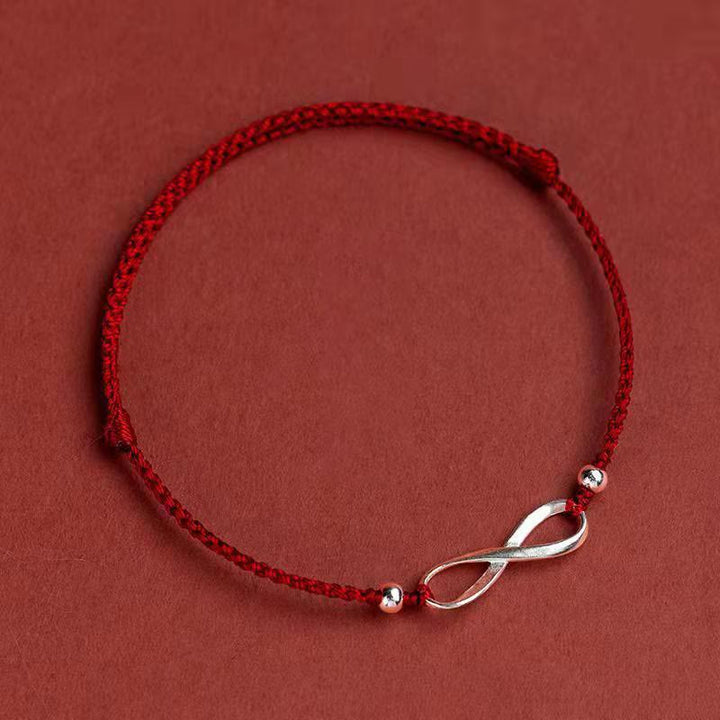 Buddha Stones 925 Sterling Silver Endless Knot Protection Luck Red String Bracelet Anklet - Dark Red - Anklet(Anklet Circumference 20-25cm) - image 16