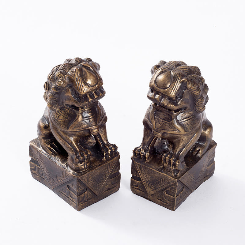 Buddha Stones 2Pcs Lion Statue Courage Strength Resin Home Office Decoration - image 9