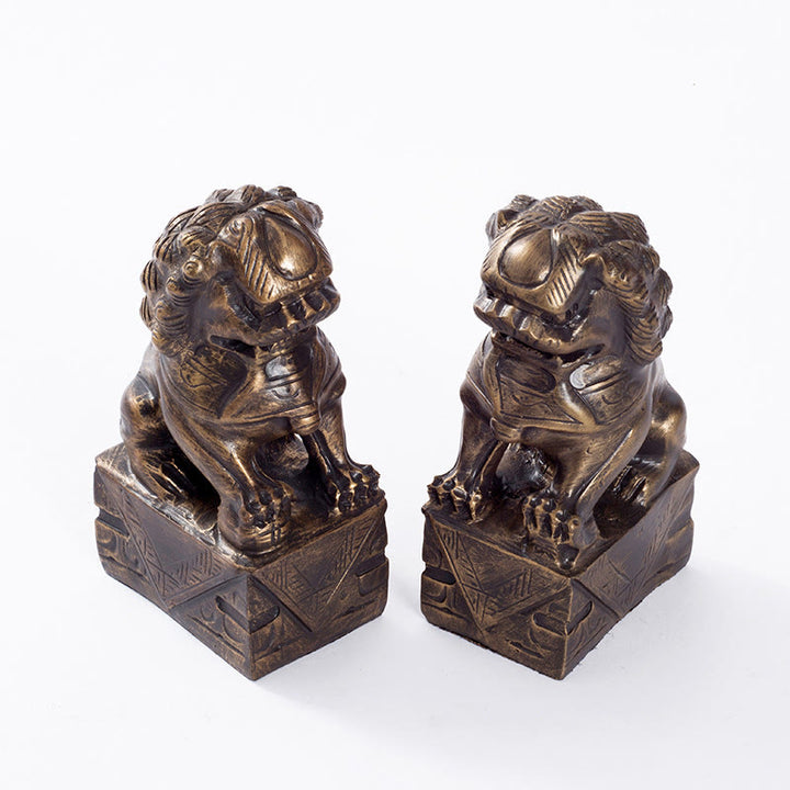 Buddha Stones 2Pcs Lion Statue Courage Strength Resin Home Office Decoration - image 9