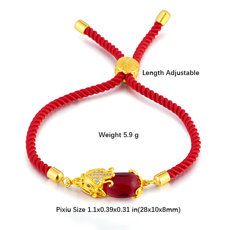 Buddha Stones Wealth Attractor Red Agate Pixiu Red String Bracelet - image 1