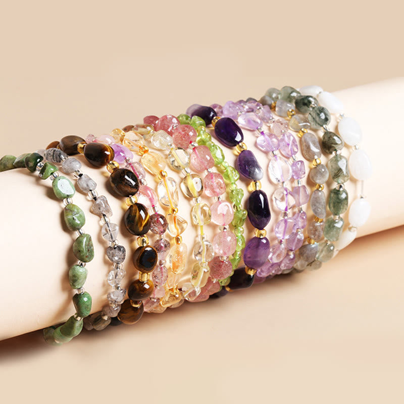 Buddha Stones Natural Irregular Shape Stone Crystal Meditation Balance Bracelet - image 1
