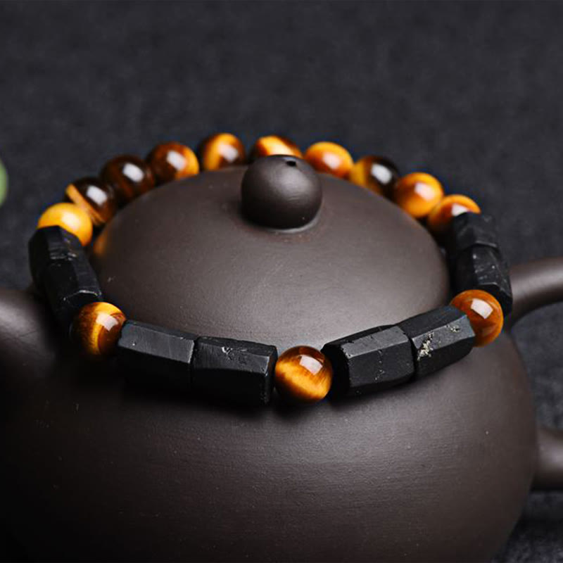 Buddha Stones Natural Black Tourmaline Tiger Eye Positive Bracelet - image 5