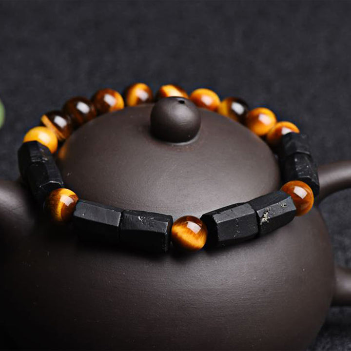 Buddha Stones Natural Black Tourmaline Tiger Eye Positive Bracelet - image 5