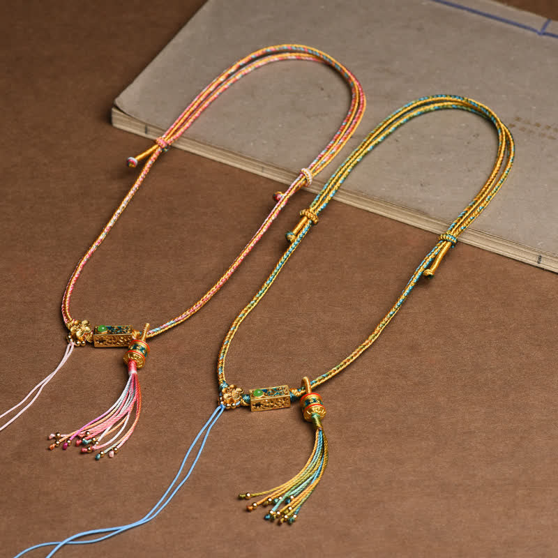 Buddha Stones Colorful String Copper Wealth Necklace Pendant - image 9