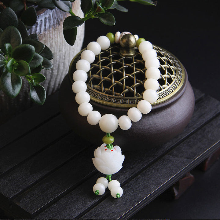 Buddha Stones Lotus Natural White Bodhi Seed Luck Bracelet - image 5