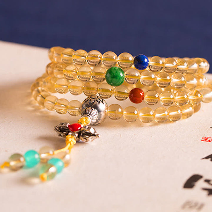 925 Sterling Silver 108 Mala Beads Natural Citrine Red Agate Amber Pleasure Charm Bracelet - image 19