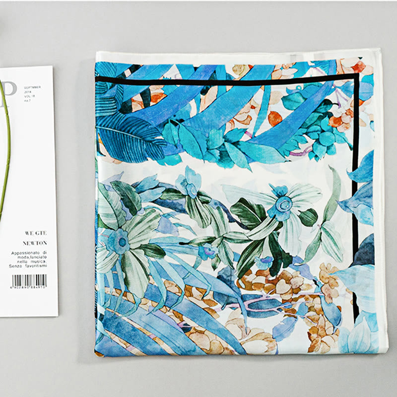 Buddha Stones Jungle Oil Painting Auspicious Clouds 100% Mulberry Silk Scarf Premium Grade 6A Double-sided Silk Neck Scarf - image 12