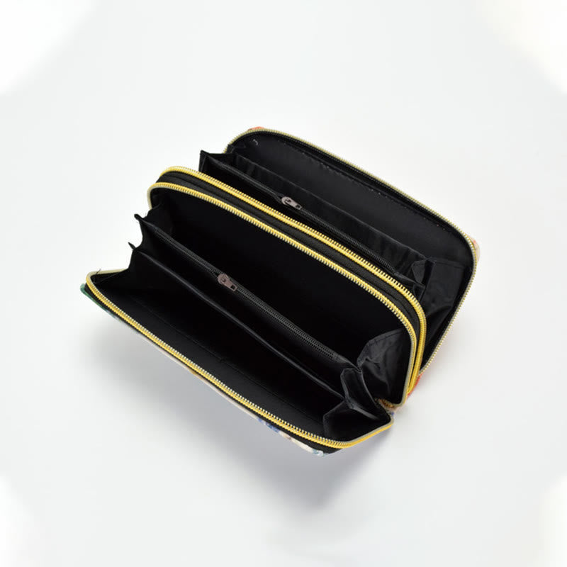 Buddha Stones Peacock Double-sided Embroidery Cash Holder Wallet Shopping Purse - image 7