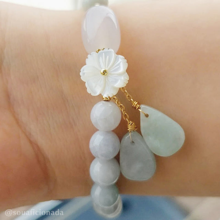 Buddha Stones Natural White Jade Luck Bracelet - image 6