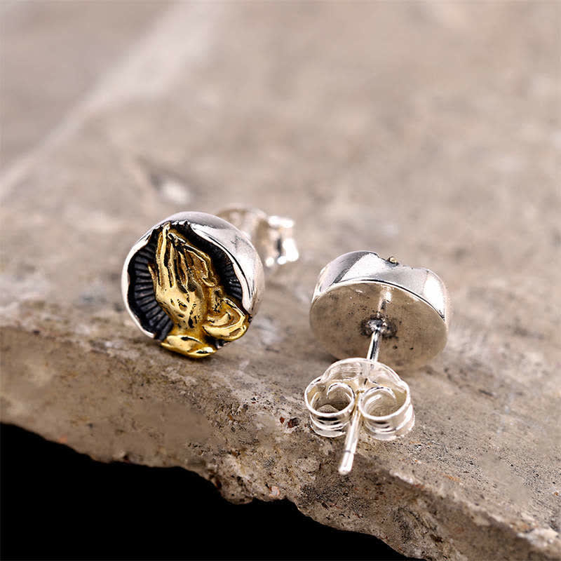 Buddha Stones 925 Sterling Silver Namaste Equality Stud Earrings - image 2