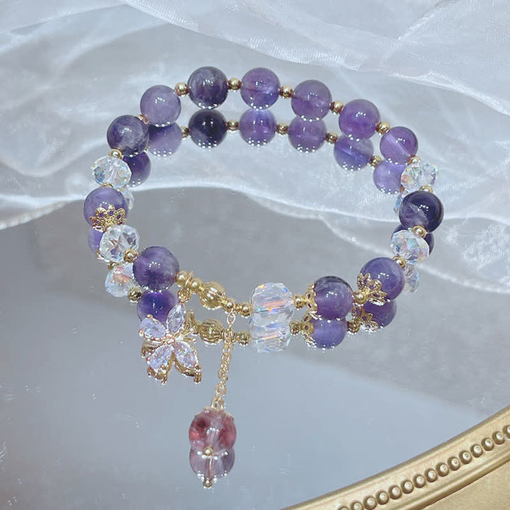 Buddha Stones Natural Amethyst Crystal Spiritual Butterfly Charm Bracelet - image 5