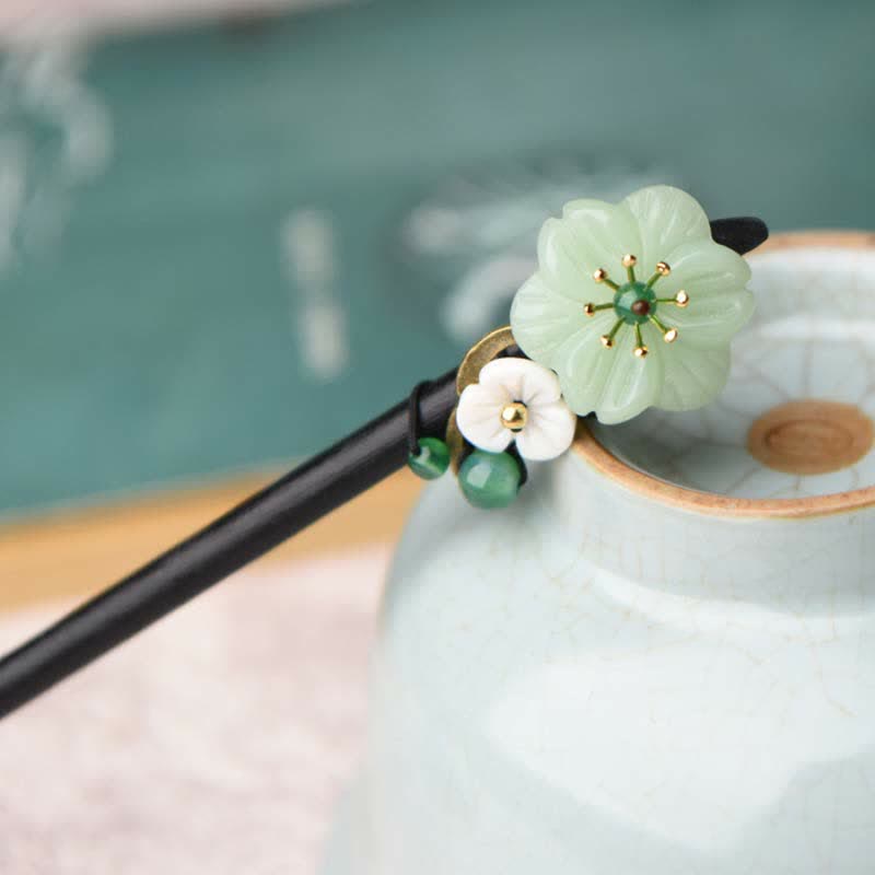 Buddha Stones Green Aventurine Flower Agate Positivity Hairpin Decoration - image 2