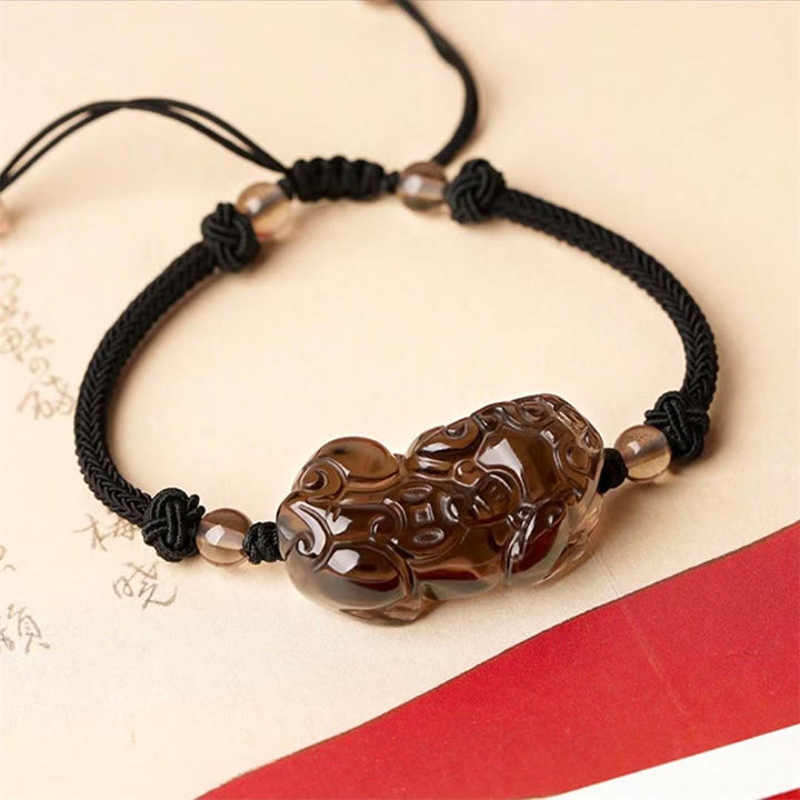 Buddha Stones Natural Obsidian Amethyst Citrine PiXiu Cooper Coin Wealth Bracelet - image 4