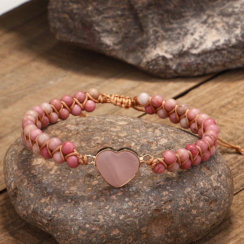 Natural Rhodonite Love Heart Healing Bracelet - image 1