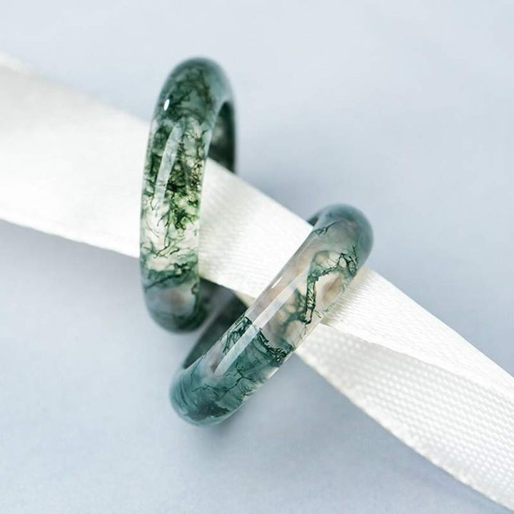 Buddha Stones Moss Agate Healing Balance Ring - image 10