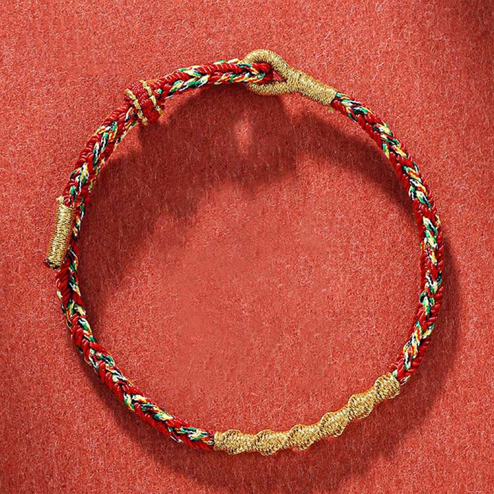 Buddha Stones Handmade Chinese Zodiac Natal Buddha Protection Strength Braided String Bracelet - Rabbit-Manjushri Bodhisattva(Wrist Circumference 14-19cm) - image 0