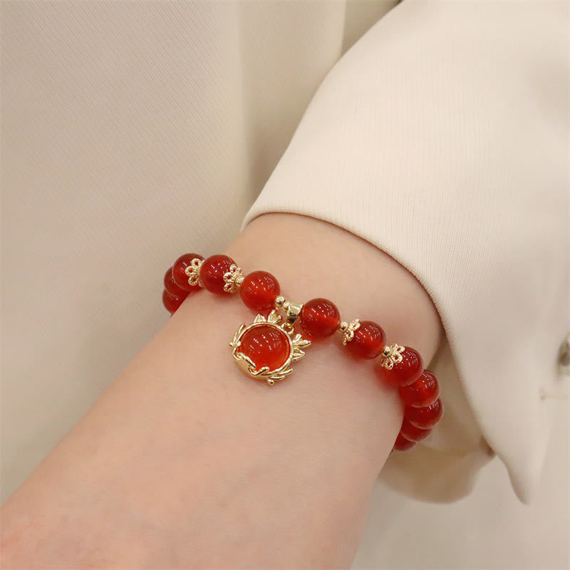 Buddha Stones Year of the Dragon Red Agate Jade Peace Buckle Fu Character Success Bracelet - image 19