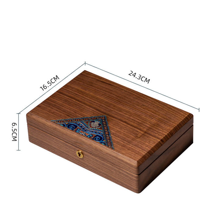 Vintage Handmade Black Walnut Wood Jewelry Storage Box Wooden Gift Box - image 20