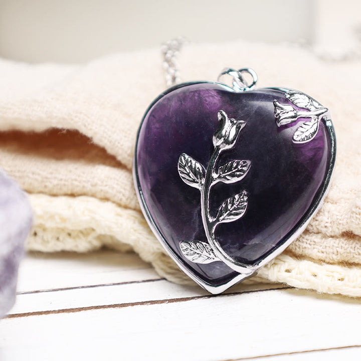 Buddha Stones Natural Healing Crystals Heart Pendant Necklaces - image 2