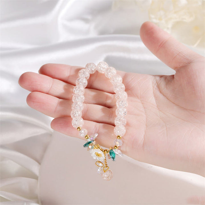 Buddha Stones Simple Design Flower Charm Glass Bead Bracelet - image 9