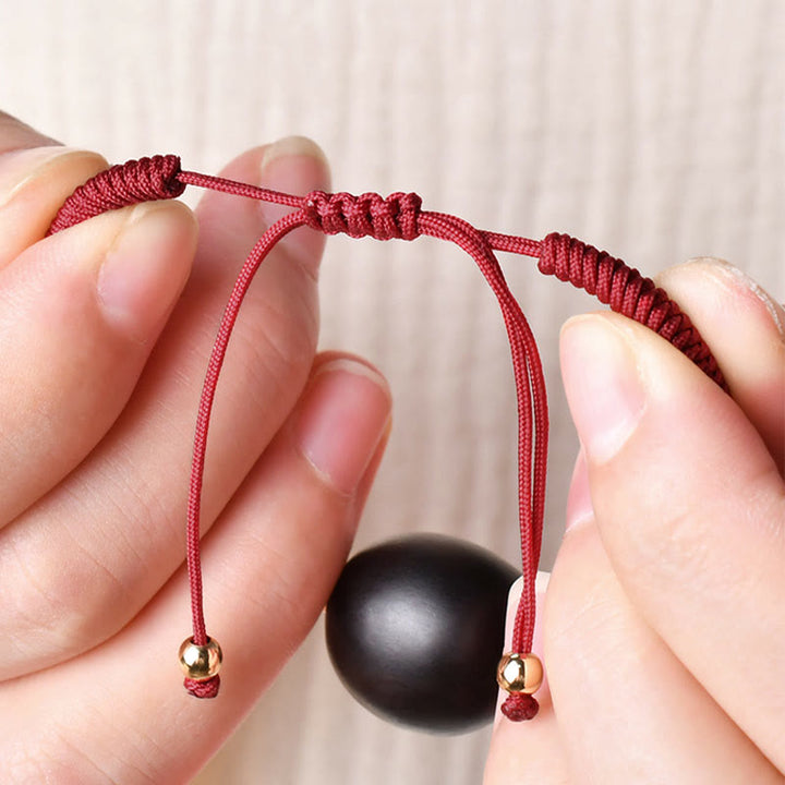 Buddha Stones Ebony Wood Cat Head Pattern Peace King Kong Knot Braided Bracelet - image 6