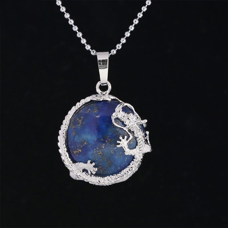 Buddha Stones Chinese Dragon Natural Quartz Crystal Healing Energy Necklace Pendant - Lapis Lazuli - image 16